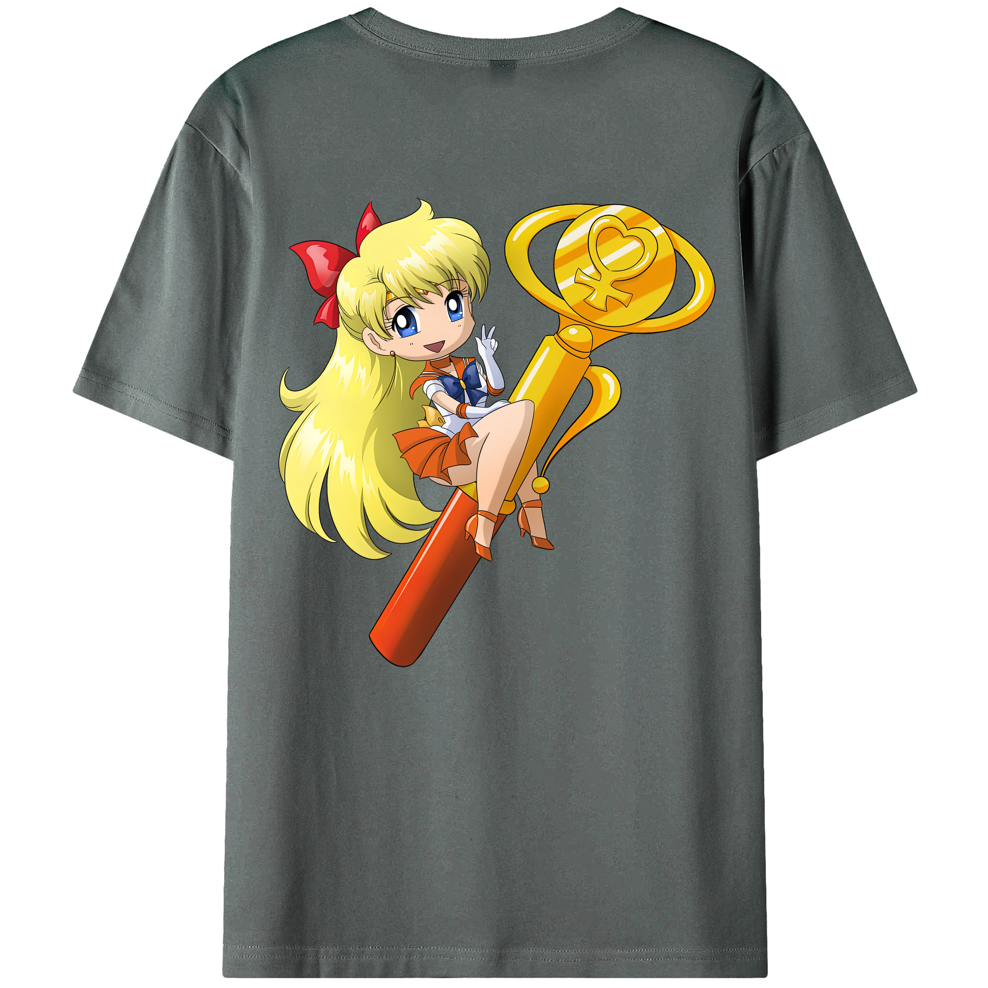 （画像用） 美少女戦士セーラームーン 愛野 美奈子 あいの みなこ Sailor Moon Aino Minako 綿100％ メンズ半袖Tシャツ（バックプリント） 通気性